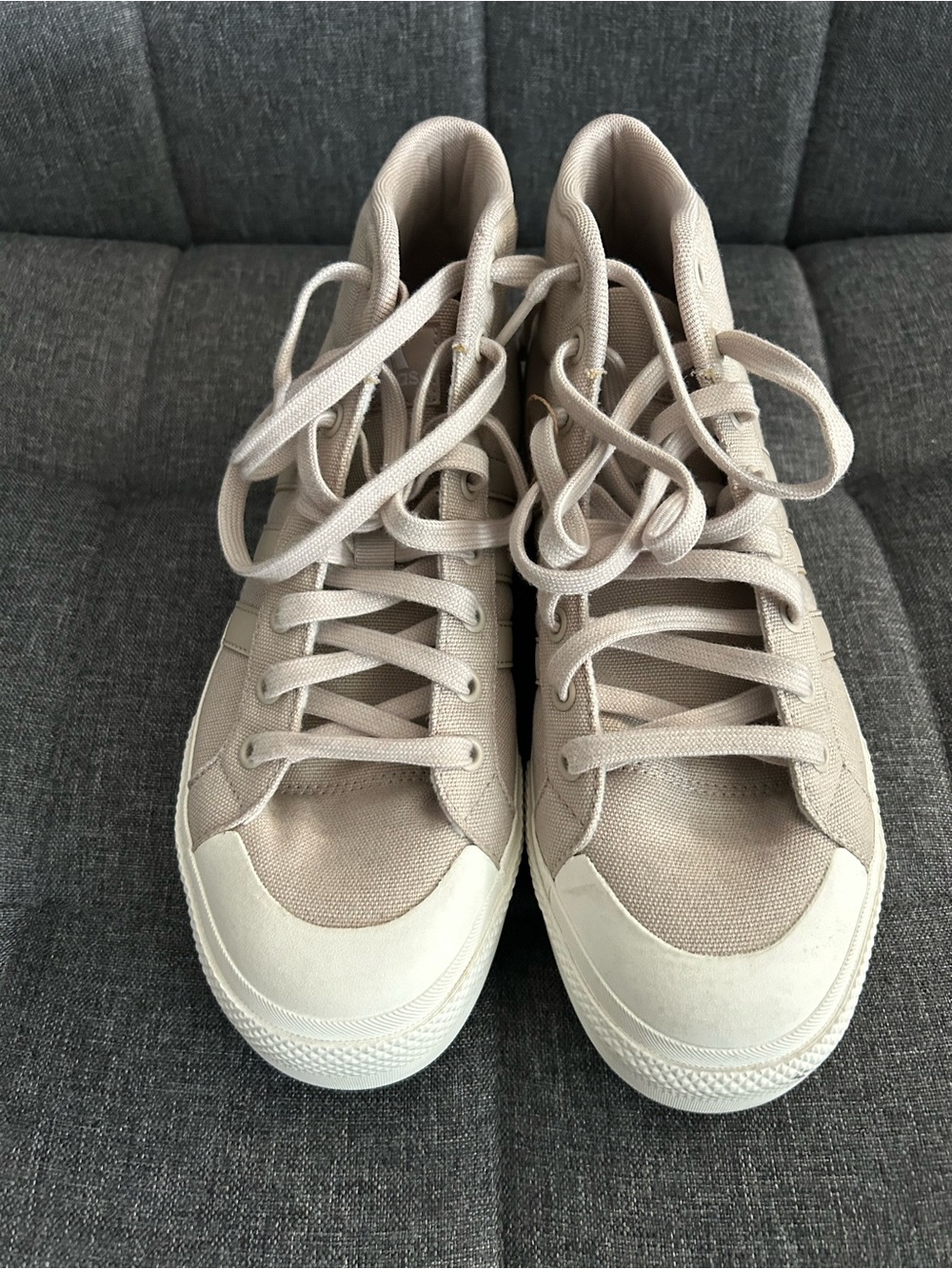 adidas Women's High-Top Sneakers in Beige and Off-White